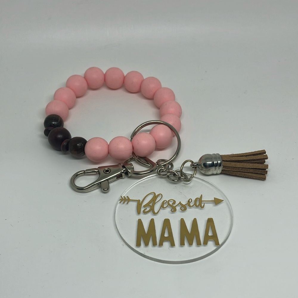 Silicone beaded wristlet keychain